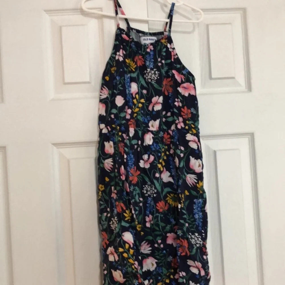Girls old Navy spaghetti tank dress floral print‎ small 6-7
